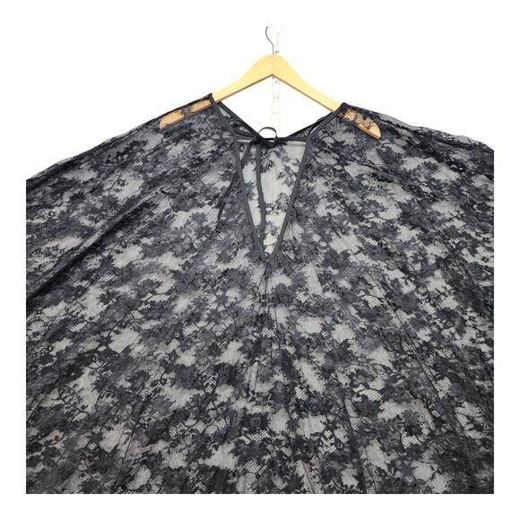 Lace Maxi Cover-Up Women Boho Sheer Batwing Sleeve Fringe Kimono Sexy Festival C - Picture 6 of 11